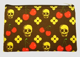 Cherry brown mix cosmetic bag