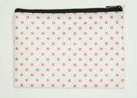 Dot white-pink mix cosmetic bag