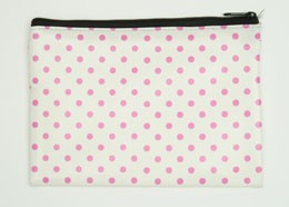 Dot white-pink mix cosmetic bag