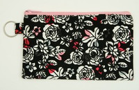 Rose leave black-pink mix cosmetic bag