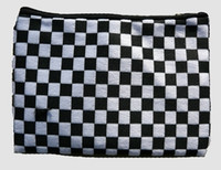 Check black-white fluffy cosmetic bag