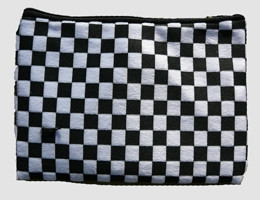 Check black-white fluffy cosmetic bag