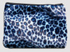 Leopard blue fluffy cosmetic bag