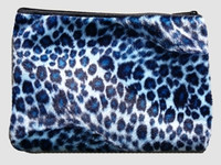 Leopard blue fluffy cosmetic bag