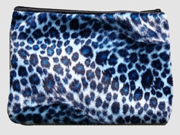 Leopard blue fluffy cosmetic bag
