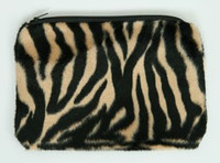 Zebra brown fluffy cosmetic bag