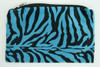 Zebra blue fluffy cosmetic bag