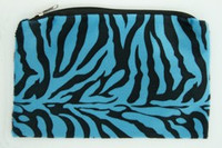 Zebra blue fluffy cosmetic bag
