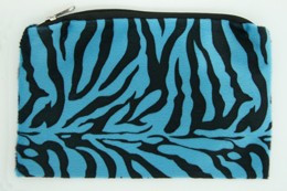 Zebra blue fluffy cosmetic bag