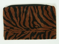 Zebra D-brown fluffy cosmetic bag