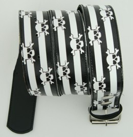 Skull stripe white skull belt