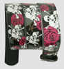 Skull rose black-pink skull belt