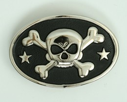 Oval skull bone star medium buckle