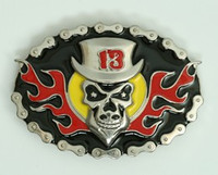 Chain skull 13 yellow medium buckle