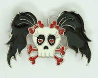 Cute skull black hair medium buckle