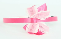 Lace D pink / L pink-white medium bow