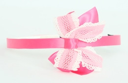 Lace D pink / L pink-white medium bow