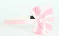 Lace L pink / L pink-white medium bow