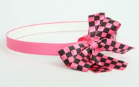 Check pink / black-pink medium bow