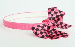 Check pink / black-pink medium bow