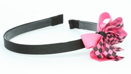 Check black / black-pink medium bow
