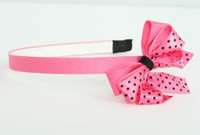 Dot pink-black medium bow