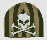 Skull V green skull beanie