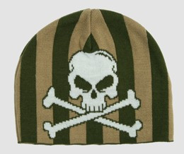 Skull V green skull beanie