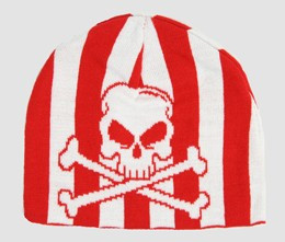Skull V red-white skull beanie