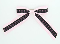 Skull  L.pink / black-pink skull hair clips piece