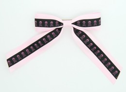 Skull  L.pink / black-pink skull hair clips piece