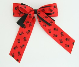 Skull red double hair clips piece