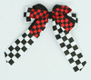 Check black-white / red double hair clips piece