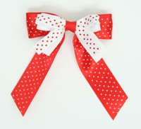 Dot red-white / white-red double hair clips piece