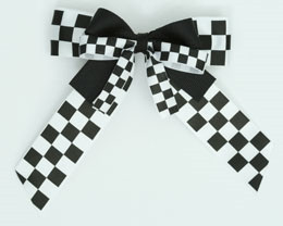 Check black-white double hair clips piece