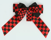 Check black-red double hair clips piece