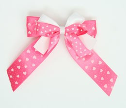 Heart D pink double hair clips piece