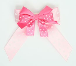 Heart L pink double hair clips piece
