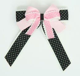 Dot Thin black-L pink double hair clips piece