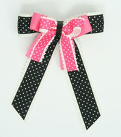 Dot thin black-D pink double hair clips piece