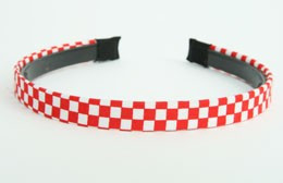 Cotton check red-white small tiara