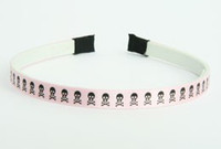 Skull H L pink-black small tiara
