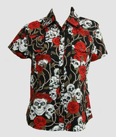 Skull rose black shirts lady