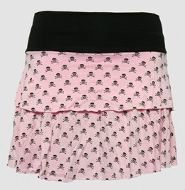 Skull L pink-black cute & dangerous mini skirt