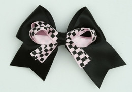 Check black / L pink check cute clean