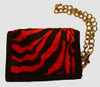 Zebra black-red fluffy with chain wallet