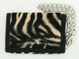 Zebra black-brown fluffy with chain wallet
