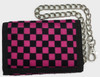 Check black-pink fluffy with chain wallet