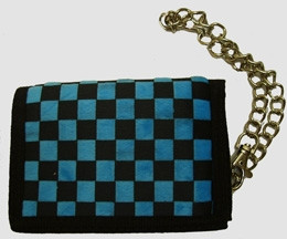 Check black-blue fluffy with chain wallet