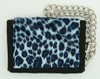 Leopard blue fluffy with chain wallet